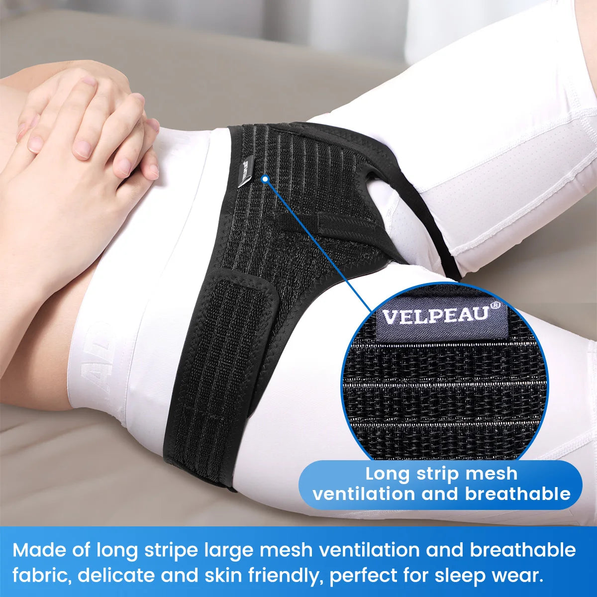 VELPEAU Hernia Belt for Single/Double Inguinal and Groin Hernia Pain Relief, Hernia Support Truss with 4 Compression Pads