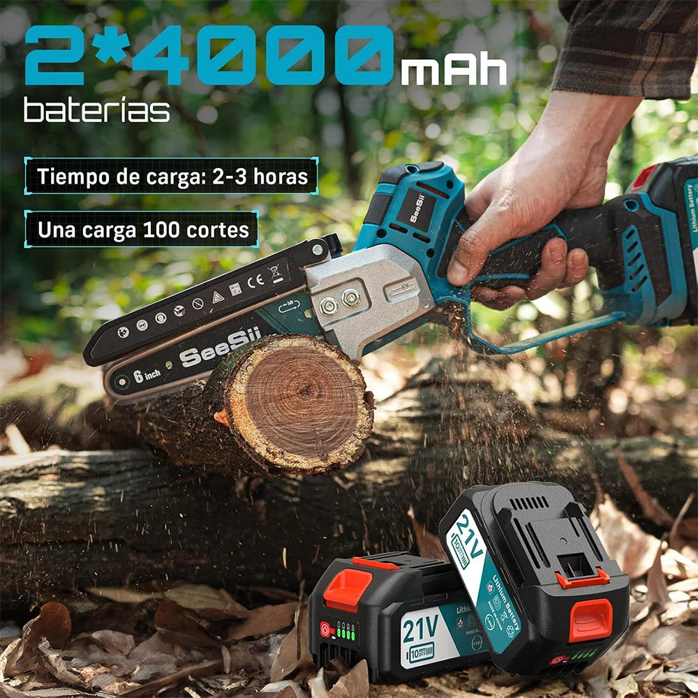 Mini Tronçonneuse Sans Fil Brushless Seesii 6'' Tronçonneuse Électrique Bois Jardin Élagage Tronçonneuse Électroportative avec Batterie Rechargeable pour Broches de Batterie Makita 18V