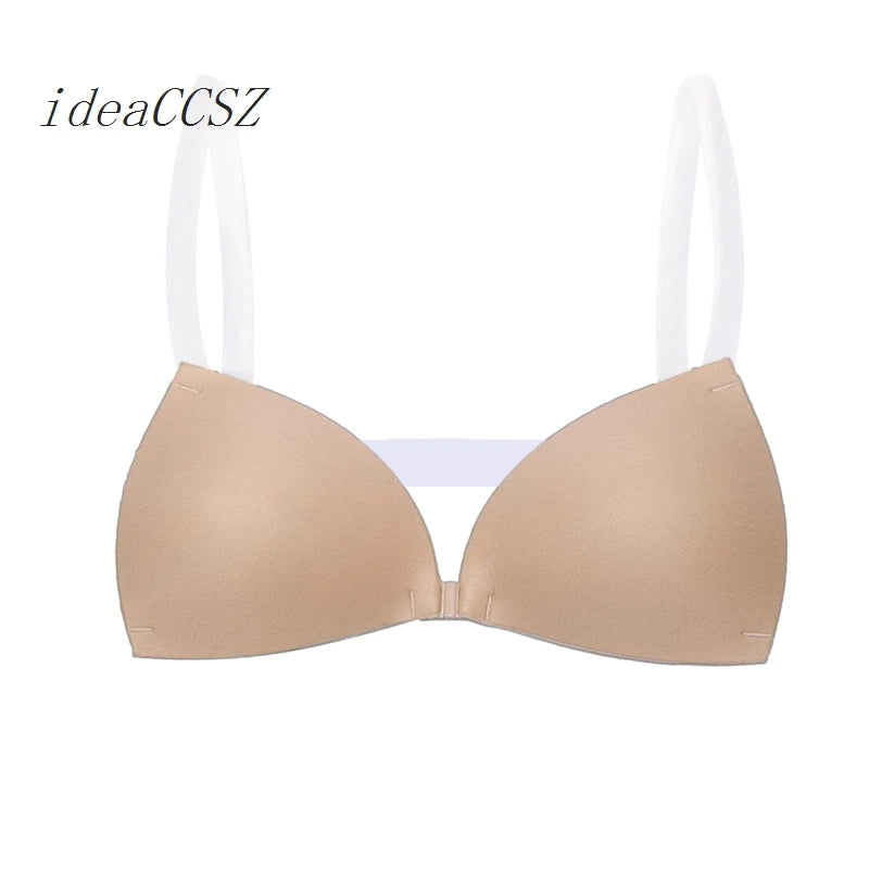 Soutien-gorge sans dos et sans bretelles pour femme, Push-Up adhésif, invisible, avec bretelles transparentes, en silicone, lingerie sexy