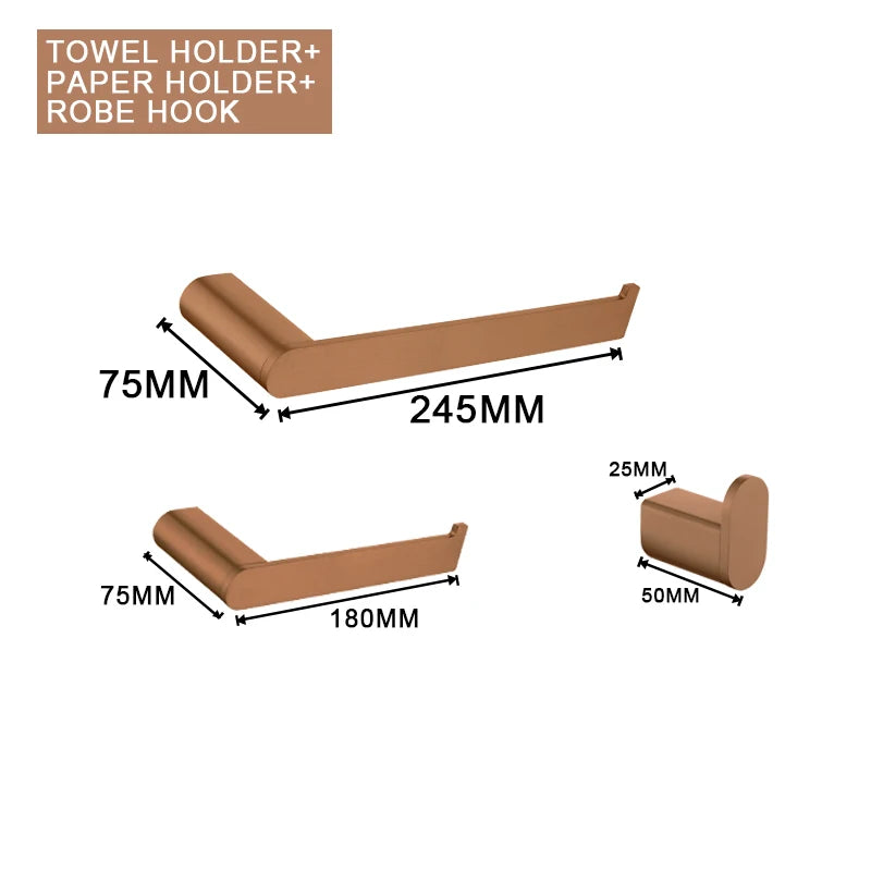 Brushed Rose Gold Storage Rack Towel Bar Tissue Holder Bathrobe Hook Cup Holder Toilet Brush Soap Dish Bathroom Accessories
