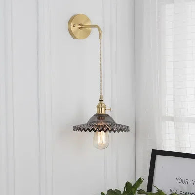 Nordic Japanese Brass Wall Lamp Bedroom Bedside Lamp Bathroom Cloakroom Background Wall Mirror Front Creative Glass Wall Lamp