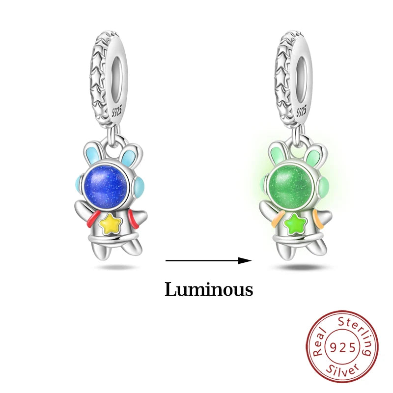 Hot Sale 925 Silver Glow in the dark Firefly Honeybee Star Charms Beads Fit Qikaola 925 Original Bracelets Fine DIY Jewelry Gift