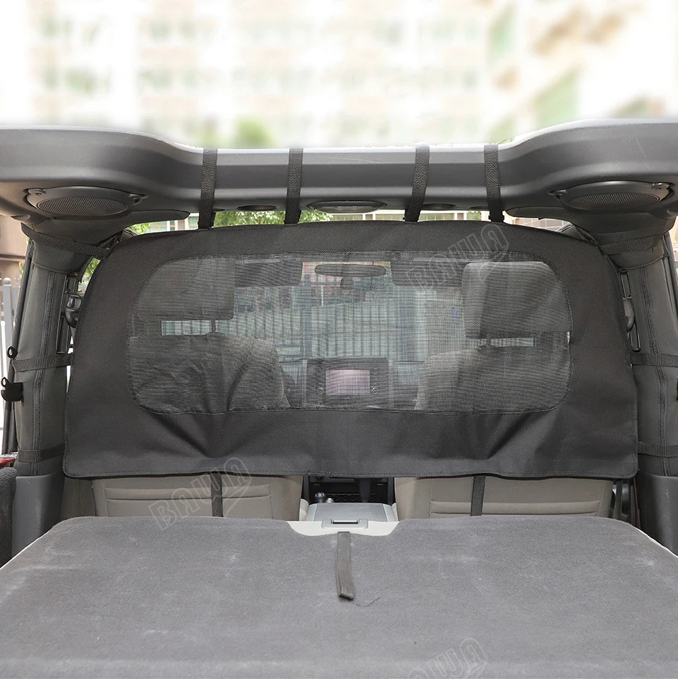 BAWA Rear Seat Separation Mesh/Trunk Cloth Separation for Jeep Wrangler JK 2door 2007-2017 Pet Isolation Net Accessories