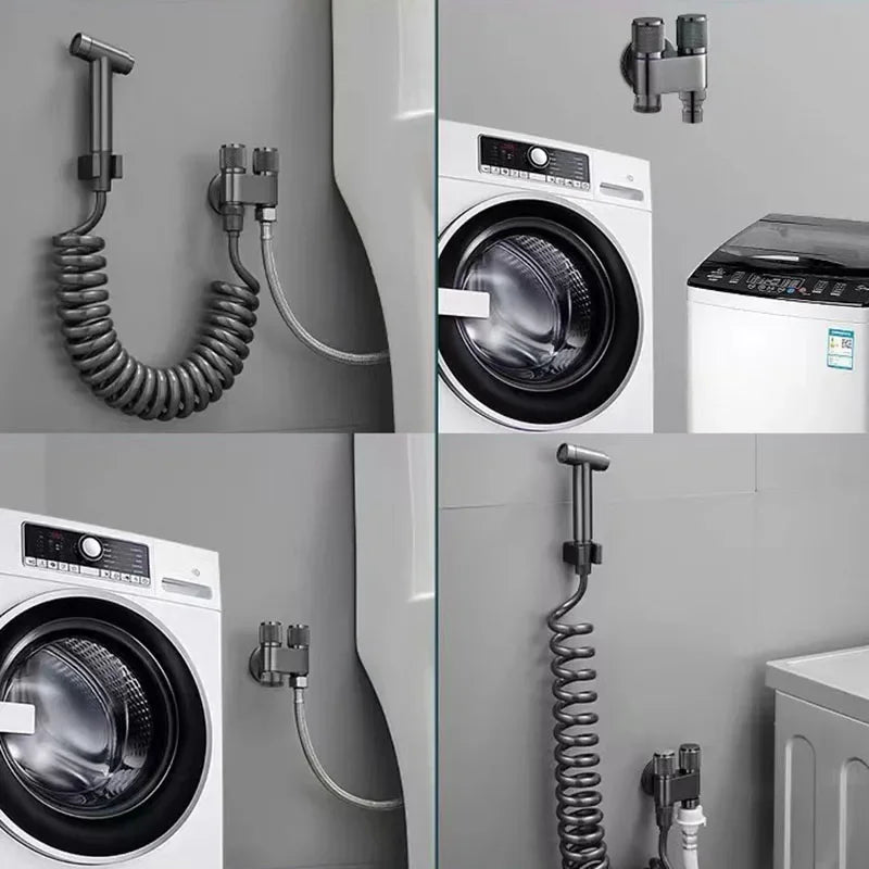 G1/2 1 In Two Out Double Control Washing Machine Faucet Toilet Triangle Valve Kitchen badSink Bathroom Basin Faucet Accessories