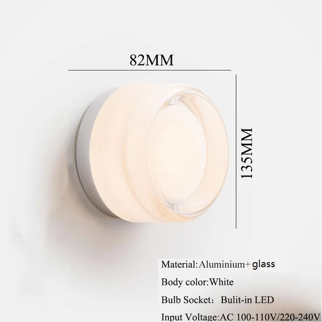 IWHD Round Glass LED Wall Lamp Sconce 4 Colors Bedroom Living Room Waterproof Stair Bathroom Mirror Light Modern Wandlamp