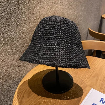 Beach Korean Straw Hat Summer Women Visor Bucket Hat Fisherman Hat Hand weaving Panama Girl Fishing Chapeau Sun Hats tool