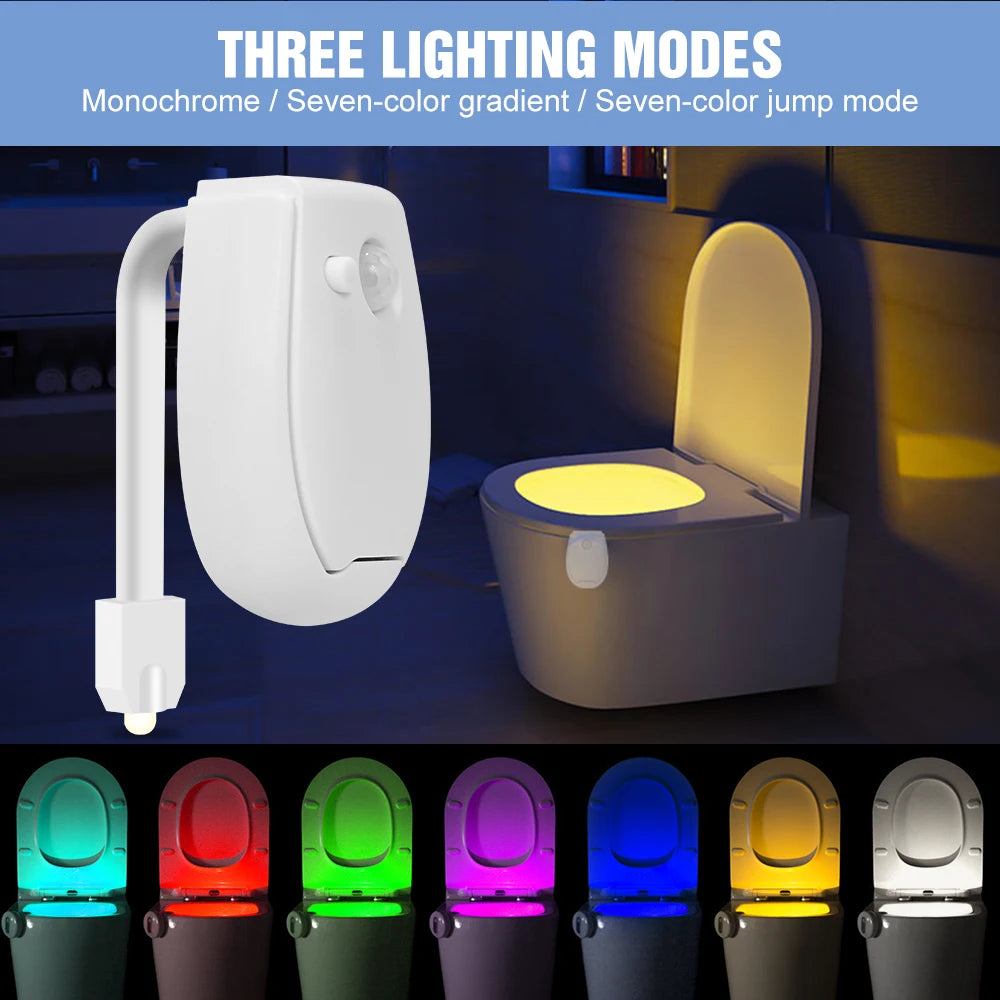 Lampe LED RGB pour cuvette de toilettes, capteur de mouvement PIR intelligent, veilleuses alimentées par piles AAA pour toilettes, salle de bain, rétroéclairage de siège de toilettes