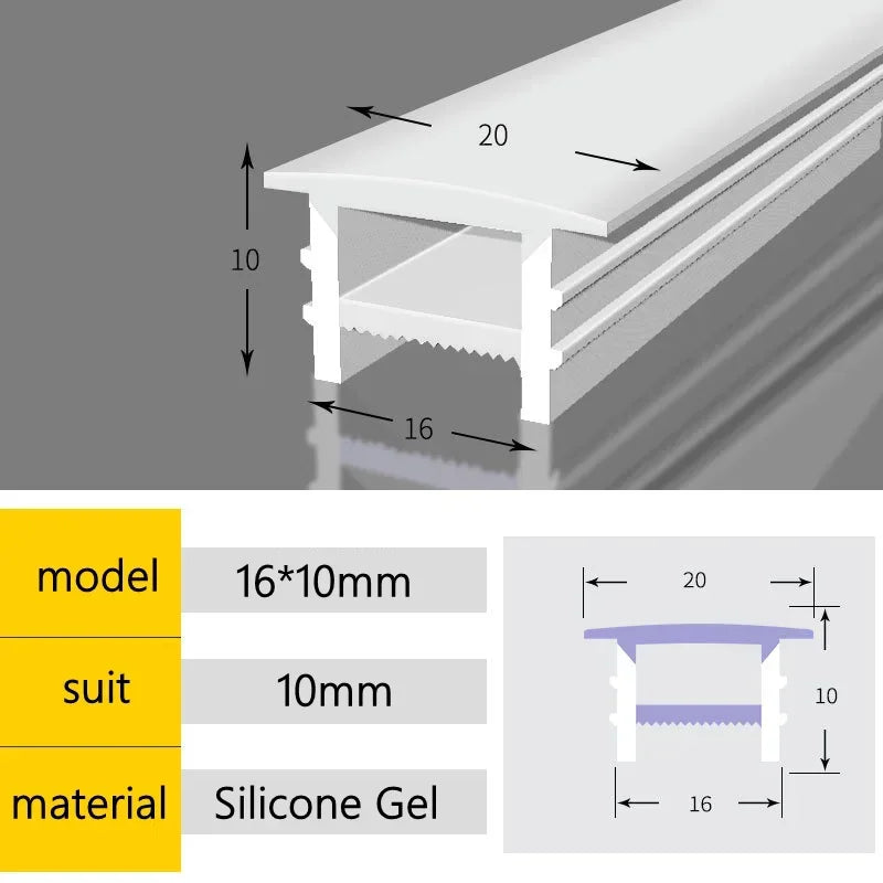 Recessed White Silicone Tube LED Neon Light Flexible Rope Channel Diffuser WS2811 WS2812B Outdoor Waterproof Ribbon Strip Tube