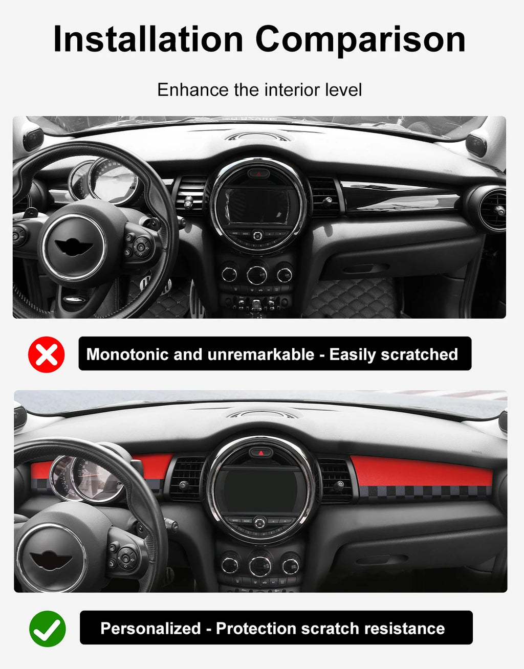 Car Dashboard Decorative Shell ABS Leather For Mini Cooper F55 F56 F57 2014-2021 Center Console Decorative Shell Car Accessories