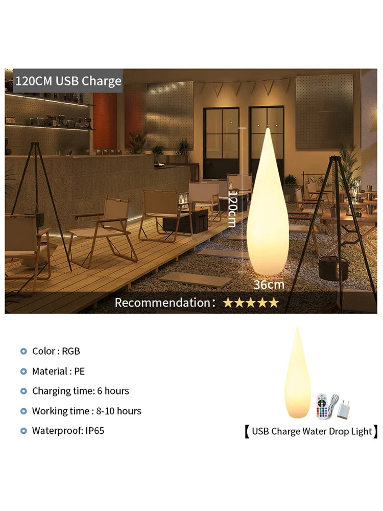 Water Drop Landscape Lighting USB Charge RGB Colors With Remote Control Outdoor Floor Lamp Hotel Garden Waterproof Decor Lights
