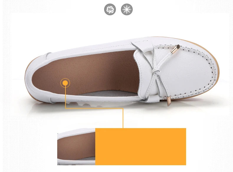 2025 New Woman Flats Shoes Ballet Flat Sneakers Genuine Leather Spring Soft Moccasins Ladies Boat Ballerina Espadrilles Creepers
