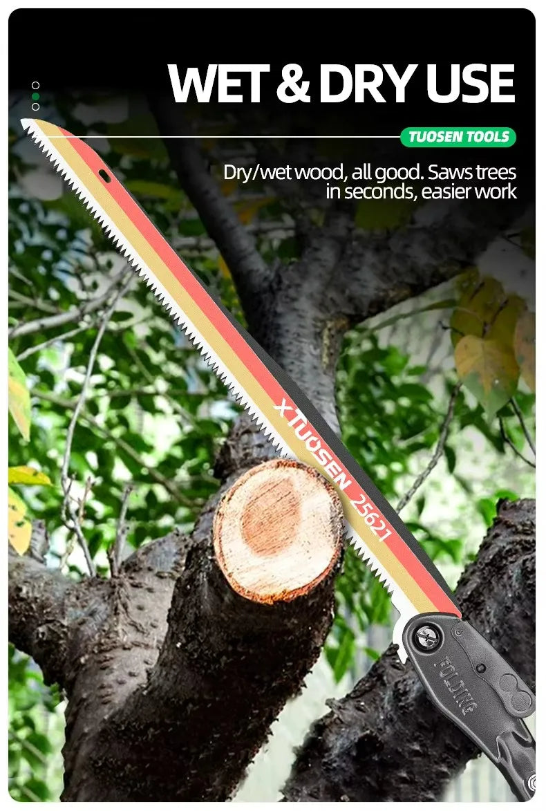 long saw for trimming trees Folding woodworking hand saw carbon steel sharp outdoor trimming tool wooden handle