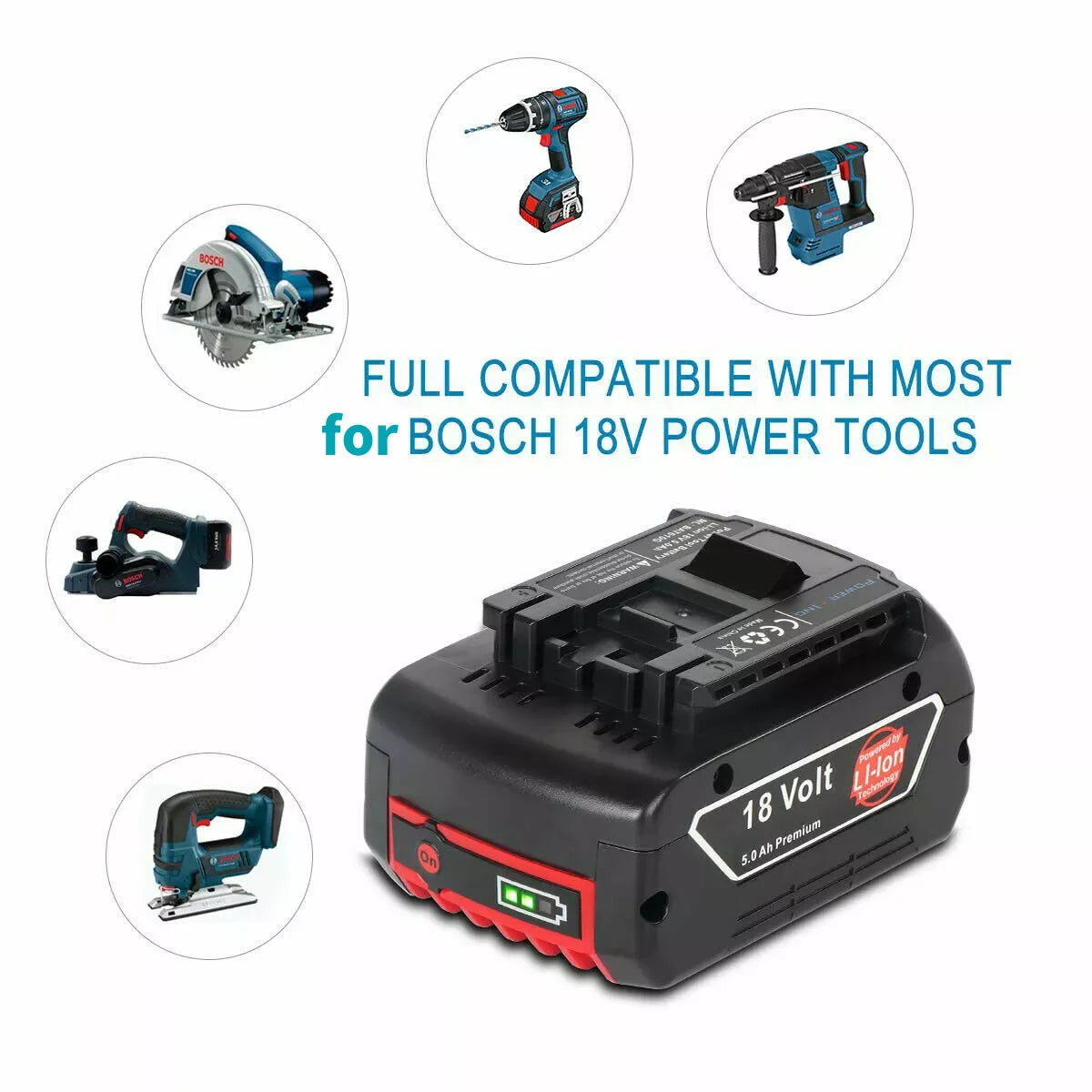 For BOSCH 18V 8.0Ah Lithium-ion Battery GBA 18V 8000mAh Professional GBA GSR GSB BAT618 BAT609 BAT619 BAT620 Power Tool Battery