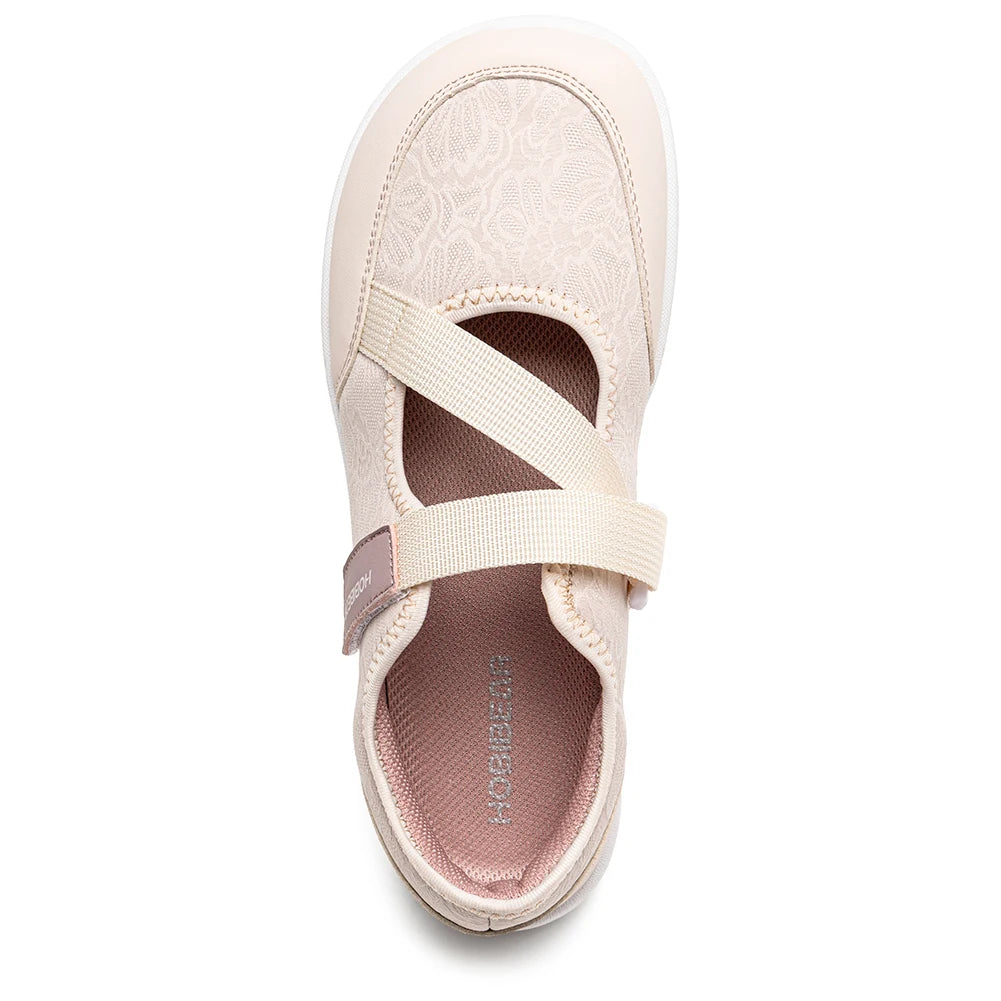 HOBIBEAR Wide Width Mary Jane Flats Women Barefoot Ballet Shoes Adjustable Hook Loop Lightweight Zero Drop Shoes