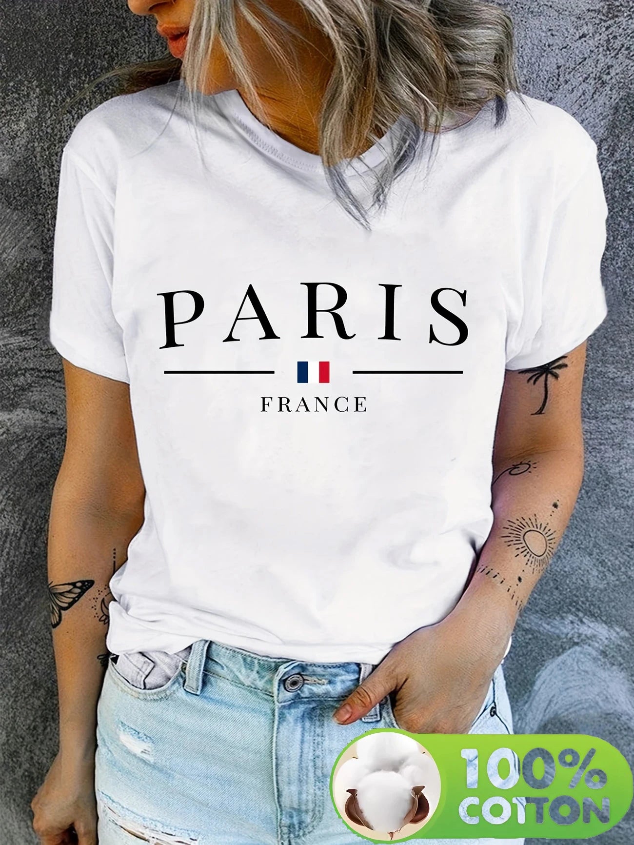 100% Cotton PARIS France Casual Print Streetwear T-Shirts Female T Shirts Egirl Korean Fashion Graphic Tees Tops Women Clothing