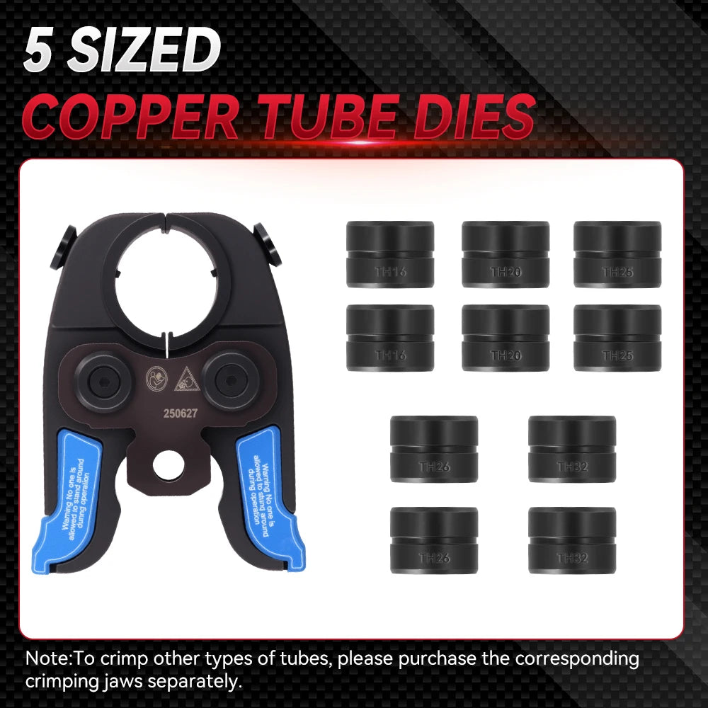 Podofo Electric Pipe Crimping Tool for TH16/20/25/26/32mm+V12/15/18/22/28mm+U16/20/25/32mm Battery Compression Tool with Jaws