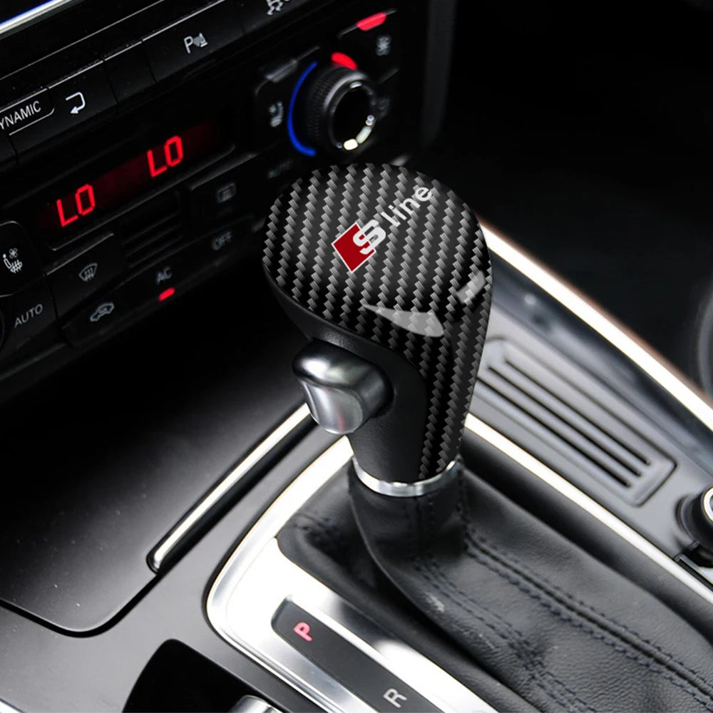 Carbon Fiber Car Gear Shift Lever Knob Cover Sticker Decoration Accessories For AUDI Sline S6 S7 A3 A4 A5 A6 A7 A8 Q2 Q3 Q5 Q7