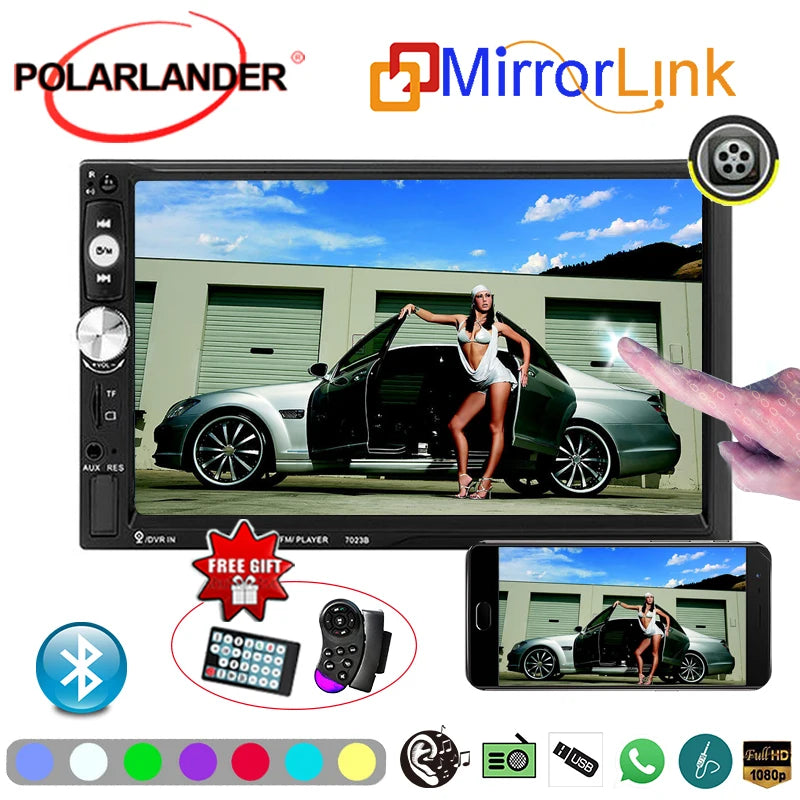 7" LCD Touch Screen Car Radio 40W4 Output USB SD Support Bluetooth Auto Audio Player