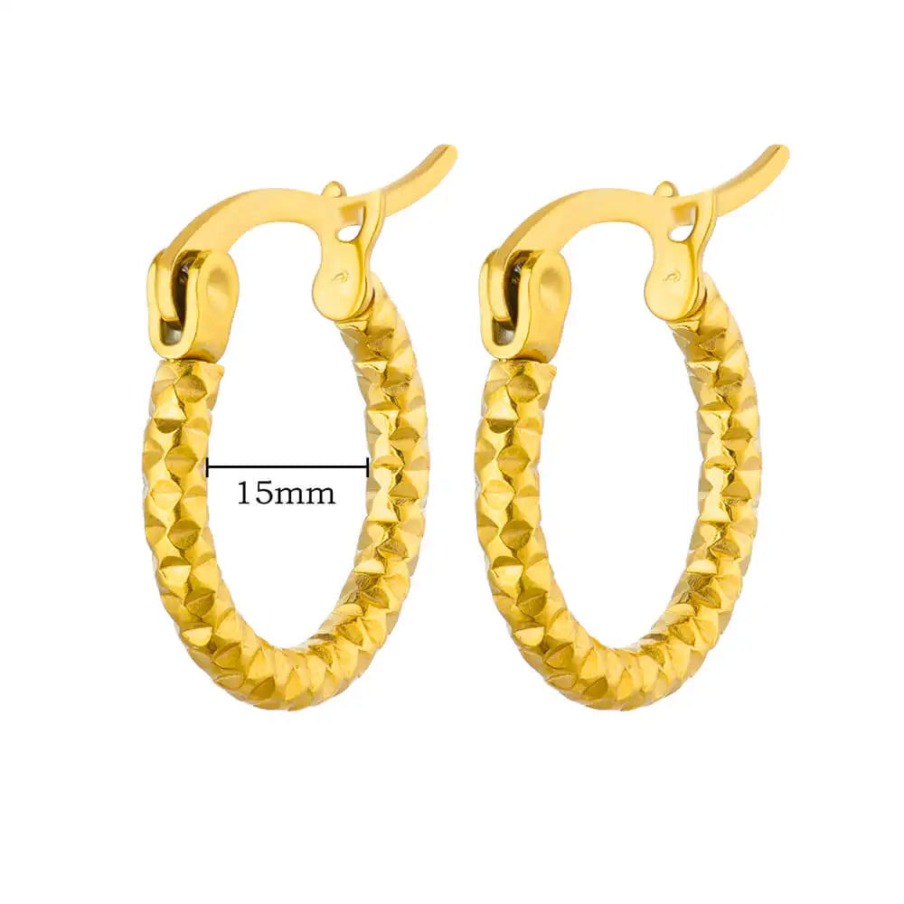 Vintage Chunky Round Earrings For Women Gold Color Stainless Steel Twisted Hoop Earring Statement Wedding Christmas Jewelry Gift