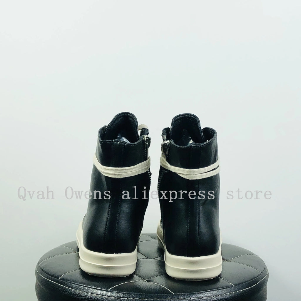 Women Casual Canvas Pu Shoes Luxury Trainers Lace Up Men Sneakers Zip High-TOP Hip Hop Autumn Flats Black Boots