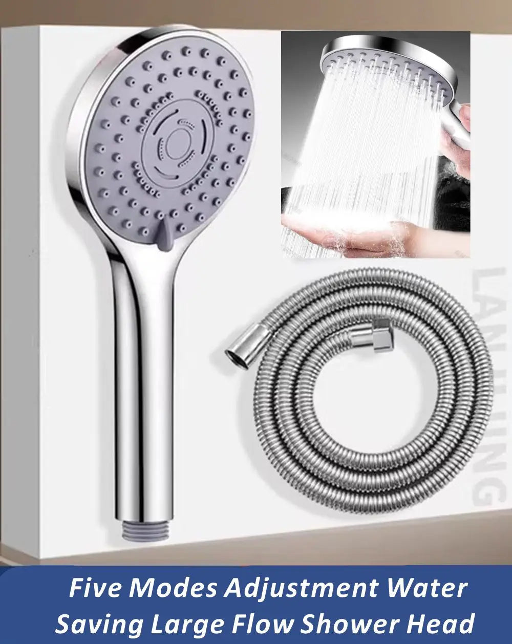 New Bathroom Pressurized Shower Package Accessories Shower Nozzle Large Water Output 5 Models Universal Adaptation Save Water