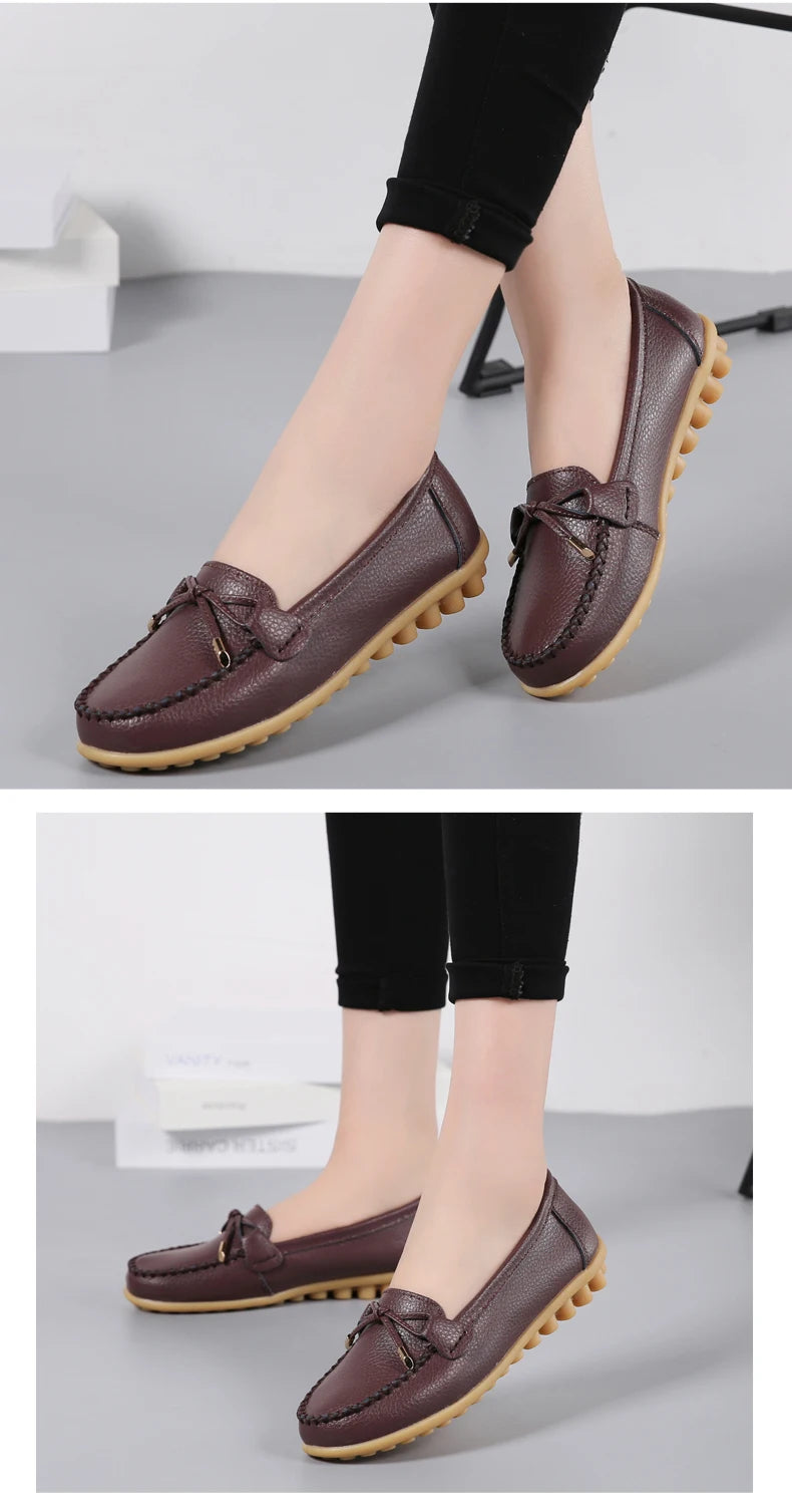 2025 New Woman Flats Shoes Ballet Flat Sneakers Genuine Leather Spring Soft Moccasins Ladies Boat Ballerina Espadrilles Creepers