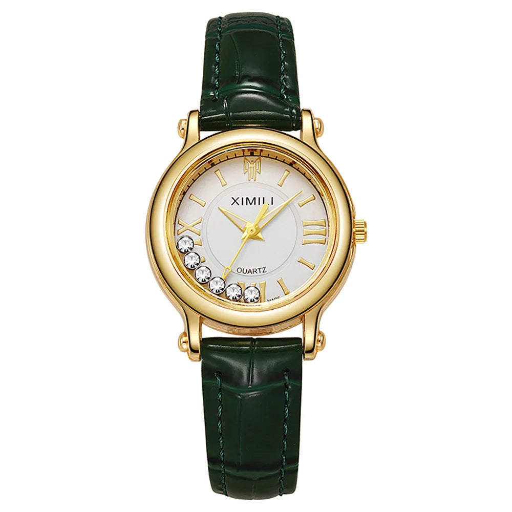 UTHAI New Women's Watch Ball Versatile Trend Female Fashion Quartz Watches Black Leather Ladies Student Clock Wristwatch Gift