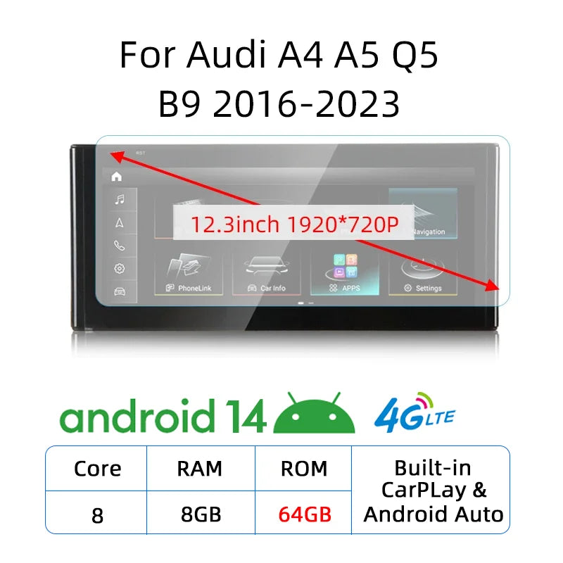 12.3" Android 14 CarPlay Receiver