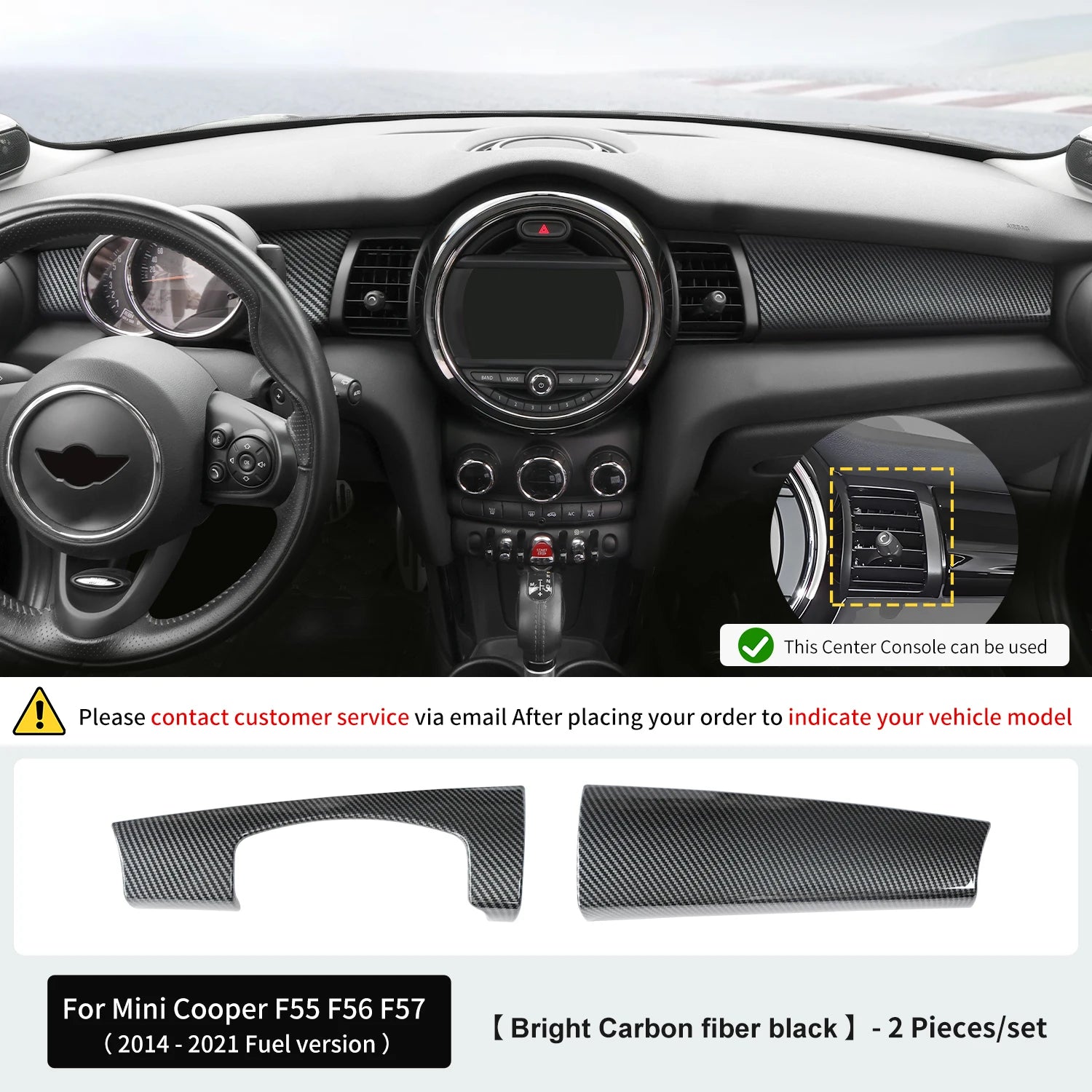 Car Dashboard Decorative Shell ABS Leather For Mini Cooper F55 F56 F57 2014-2021 Center Console Decorative Shell Car Accessories