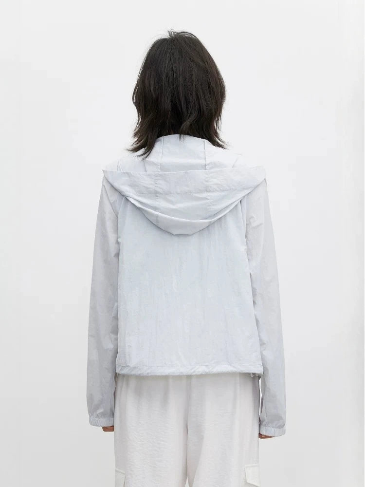 CHIC VEN Nouvelles vestes femme amples décontractées unies coupe-vent UPF50+ à capuche col montant manteau léger femme été 2026