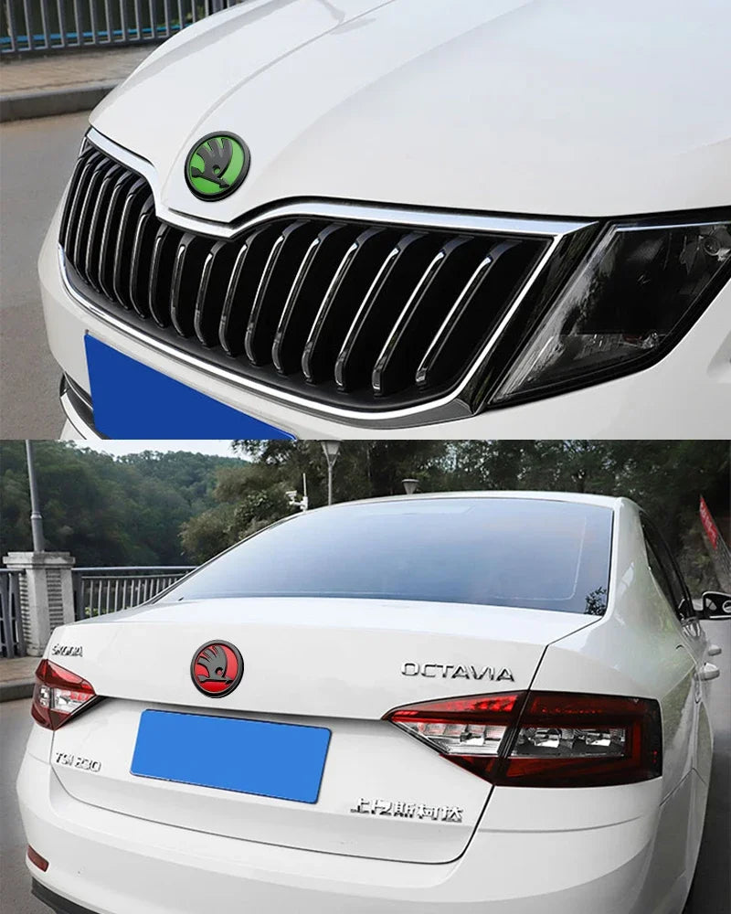 80mm 90mm ABS Emblem For Skoda Fabia 1 2 Octavia a7 RS Superb Rapid Yeti Karoq Vision Car Head Front Rear Boot Tailgate Sticker
