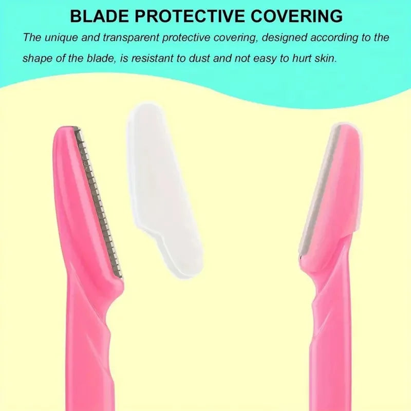 10Pcs Facial & Eyebrow Razors for Women Men, Safe Brow Shaver Hair Trimmers with Protective Covers Beauty Tools