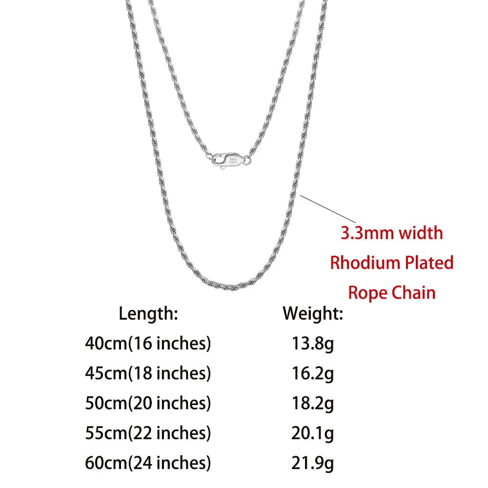Rinntin 925 Sterling Silver Rope Chain 1.2MM 1.5MM 1.7MM 14k 18k Gold Plated Rope Chain Necklace Minimalism Jewelry Gift SC29