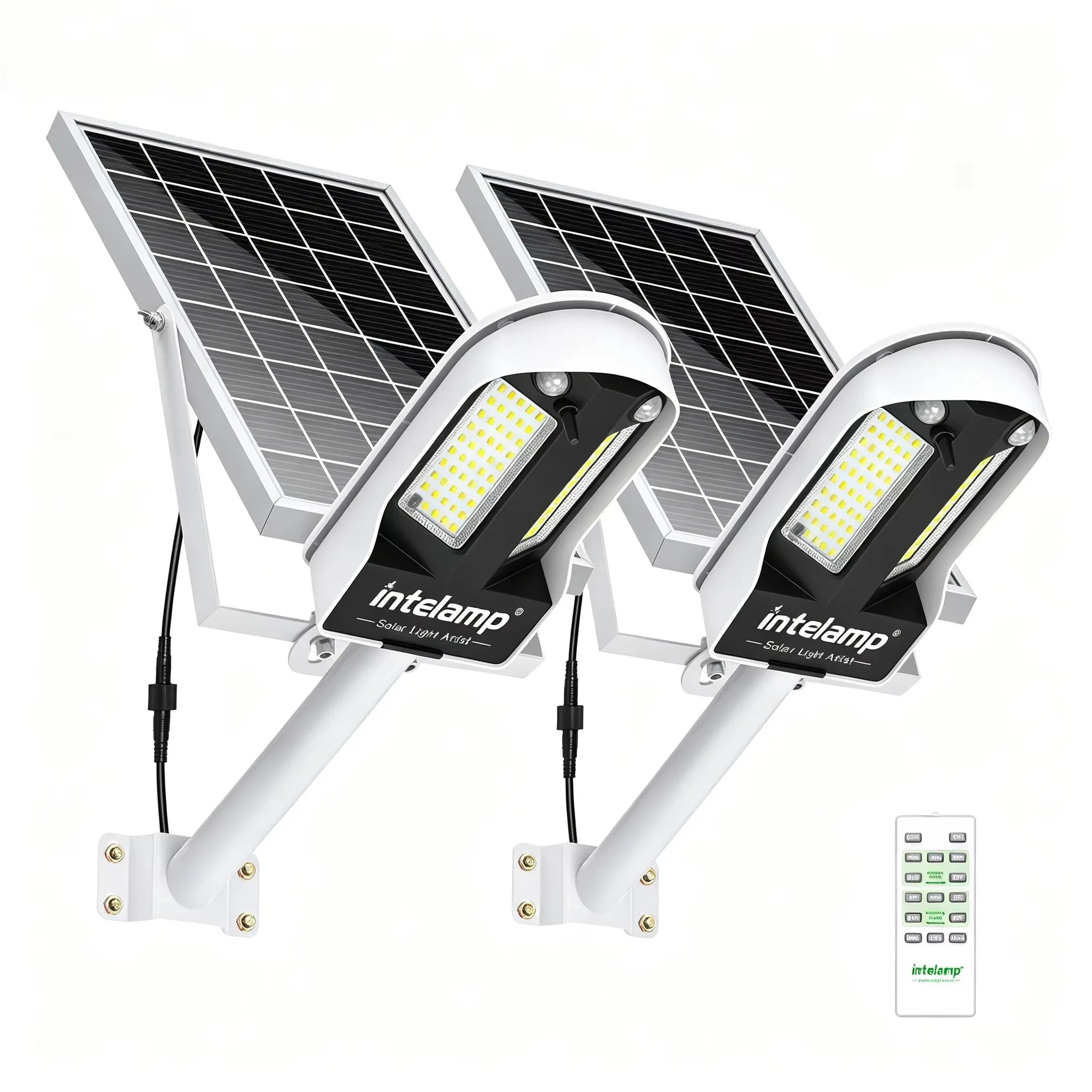 Intelamp Long Life Solar Street Lights Outdoor 12500mAh with Super Large Solar Panel for Garden Street Path Pole Mounted