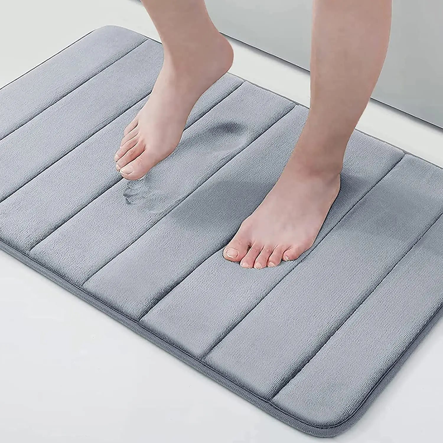 Sponge Stripe Bathroom Non slip, Water Absorbent, Machine Washable Floor Mat