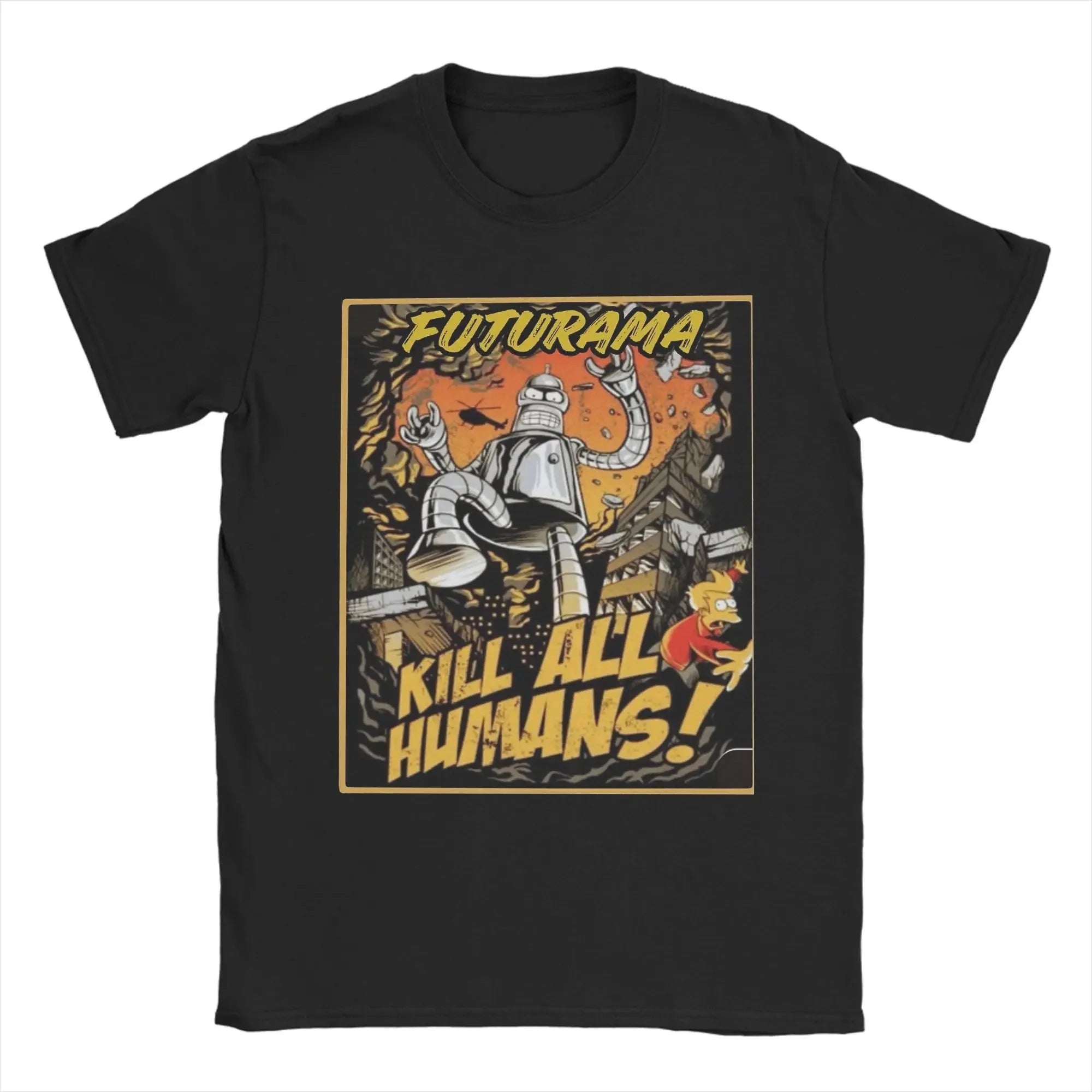 Hot Sale Futurama Bender Robot Peripherals Kill All Humans Funny Graphic Print T-shirt Men Women Cotton Oversized Summer New Tee