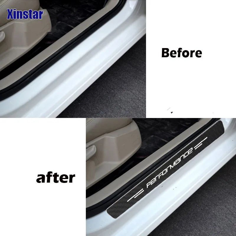 4Pcs Clubsport Carbon Fiber Car Door Sill Sticker For Volkswagen GOLF8 MK8 GTI