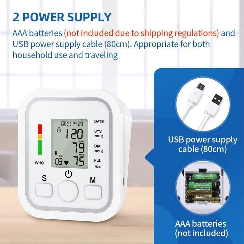 Spanish Voice Arm Automatic Blood Pressure Monitor BP Sphygmomanometer Pressure Meter Tonometer for Measuring Arterial Pressure