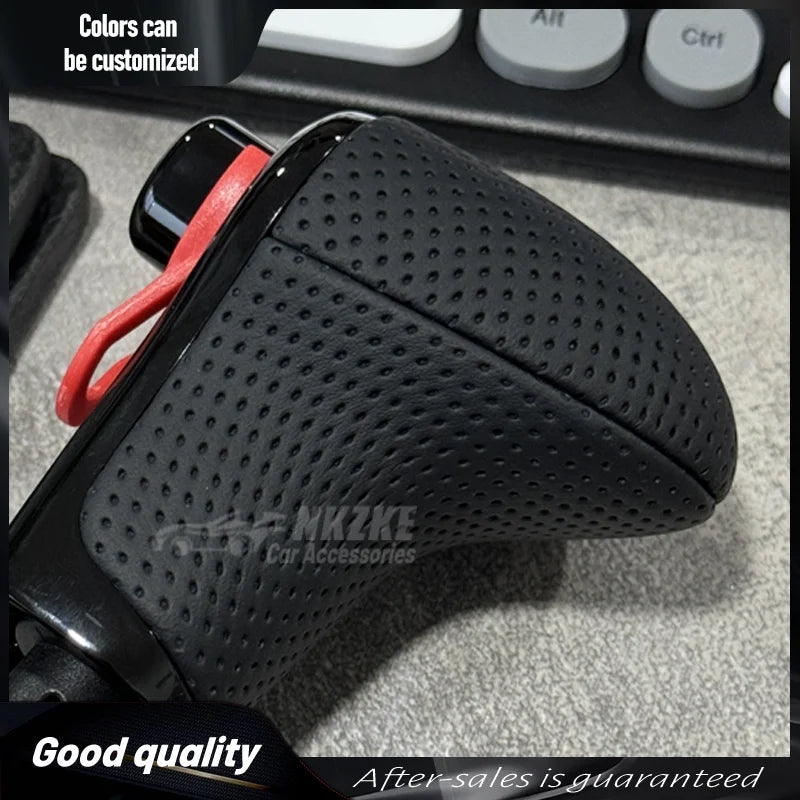 LHD Black Leather With Hole Gear Shift Knob For AUDI Q7 Q5 A3 A4 A5 A6 A7 C6 C7 4G1 713 139 4G1713139 Car Accessoriess