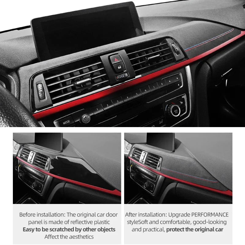 For BMW F30 F32 F34 Made of Alcantara Dashboard Panel Instrument Trim Covers M Performance Stickers Car Interior Accessories