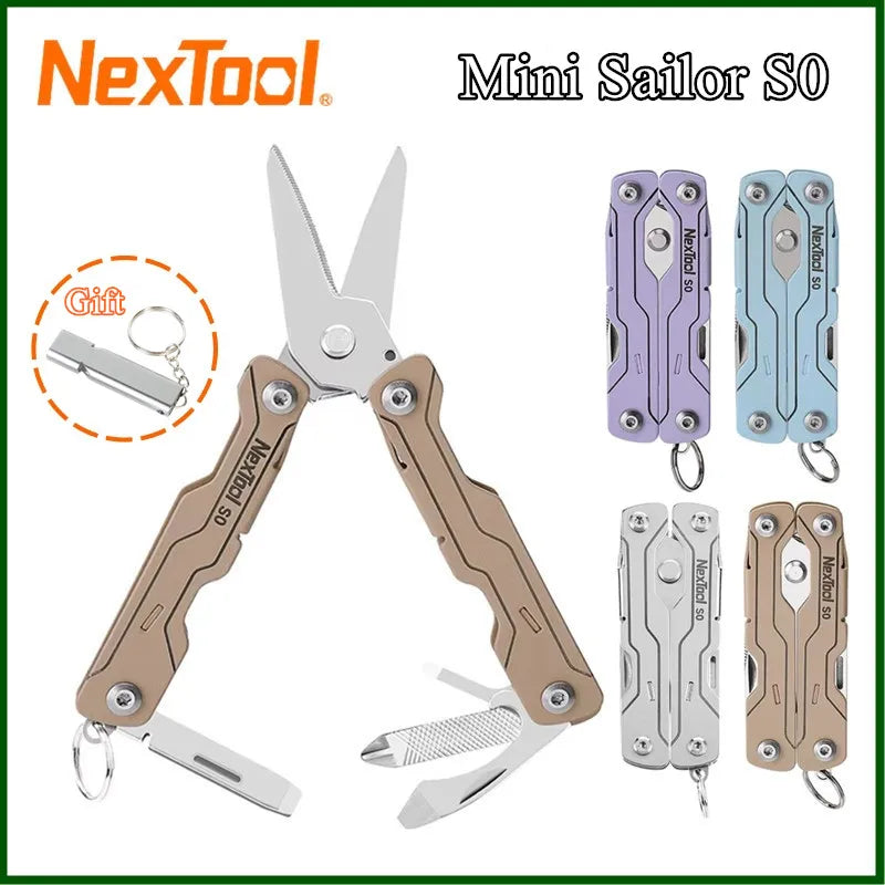 NexTool Mini Sailor Scissors S0 8-In-1 Micro Multitools Keychain EDC Portable Mini Pocket Scissors Outdoor Emergency Hand Tools