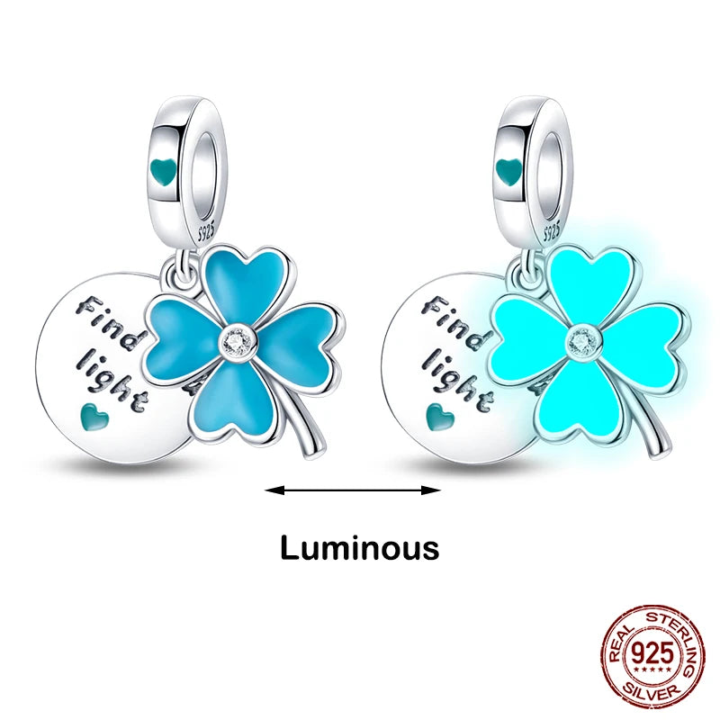 Hot Sale 925 Silver Glow in the dark Firefly Honeybee Star Charms Beads Fit Qikaola 925 Original Bracelets Fine DIY Jewelry Gift
