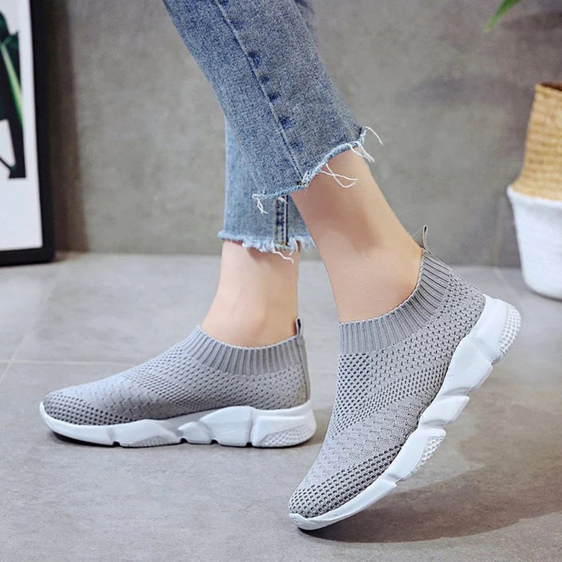 Sneakers Women Shoes Knitting Sock Sneakers Women Slip On Laides Walking Shoes for Woman Loafers Flats Tenis Famela Plus Size