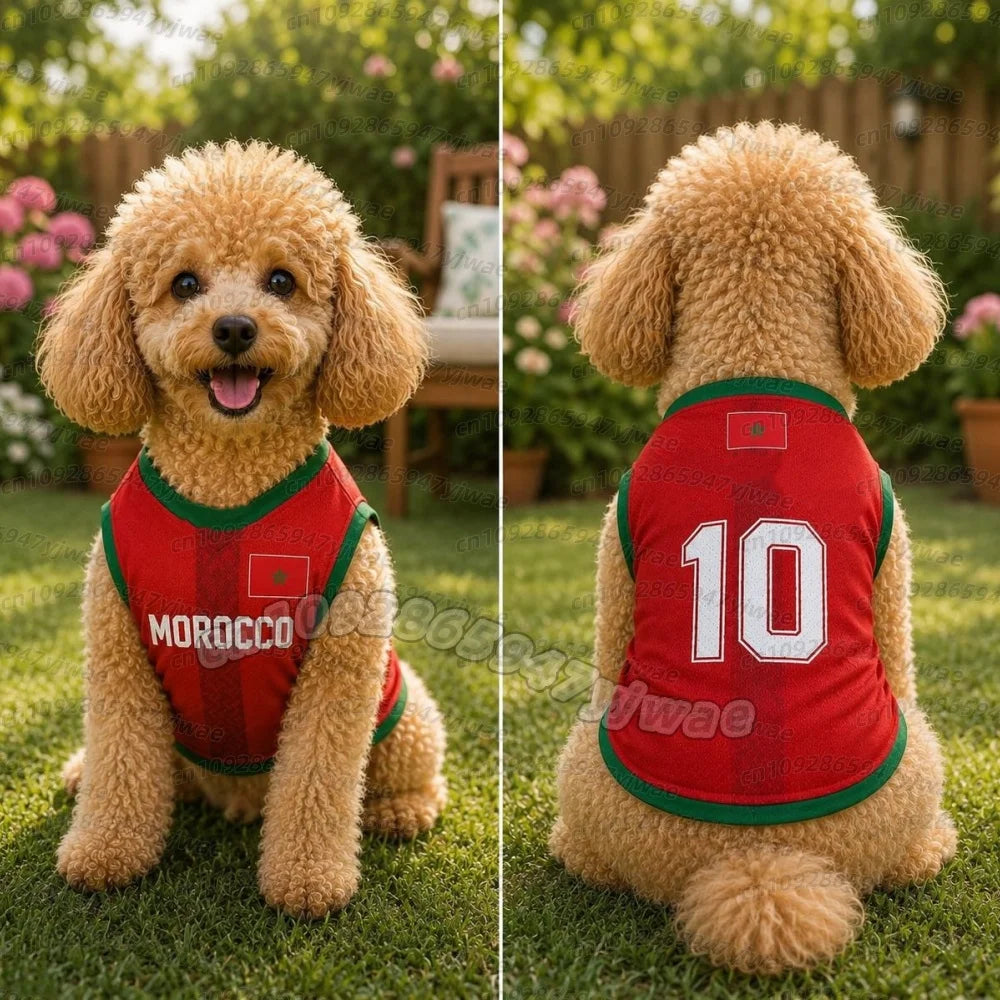 MOROCCO no.10 Mesh Dog cat Clothes Schnauzer Teddy Sport Large Dog Jersey football Clothing Puppy vest  Pet Cat sleeveless tee