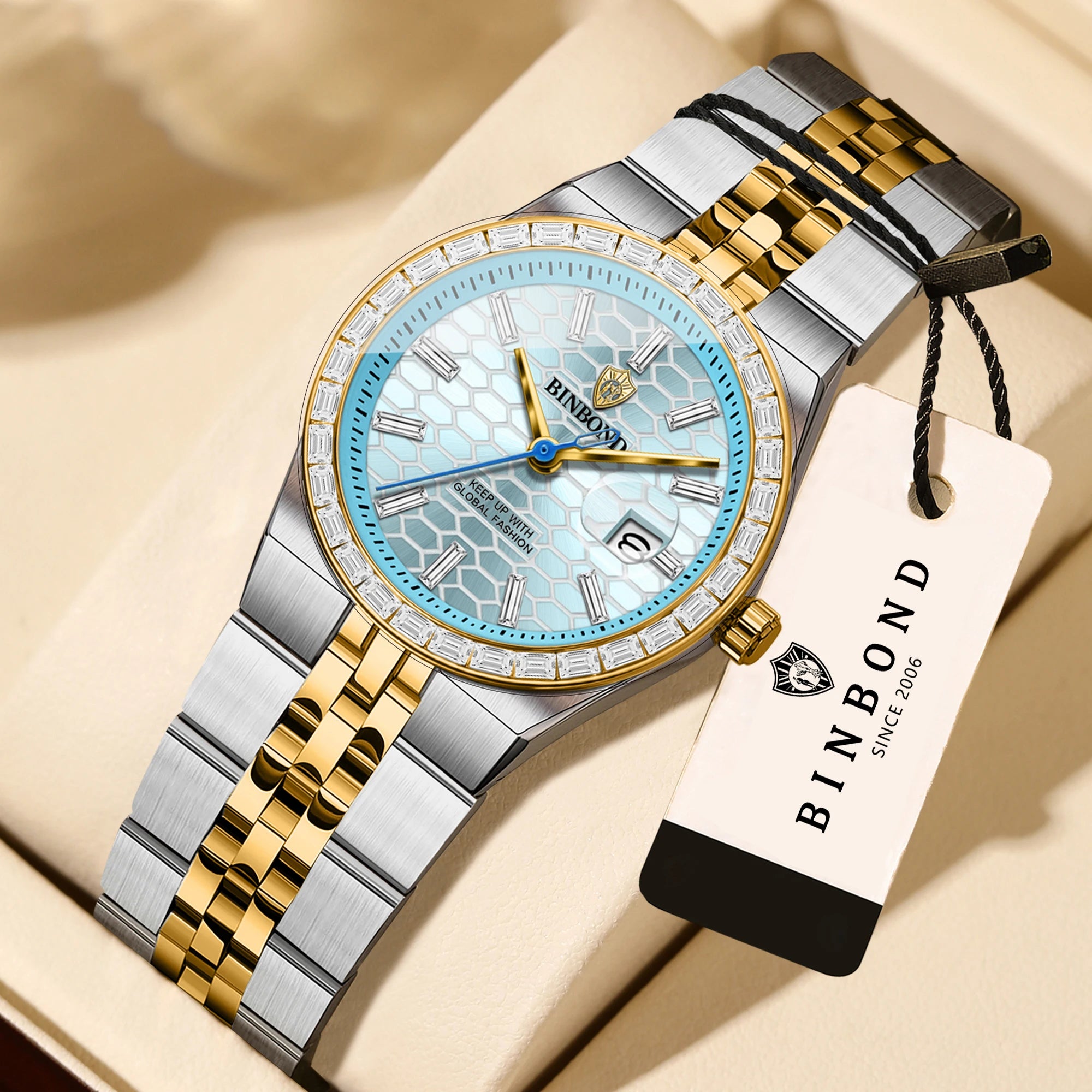 BINBOND Waterproof Sturdy Auto Date Women's Watches Fashion Reloj Ladies Casual Accurate Quartz Wristwatches For Women Luxury