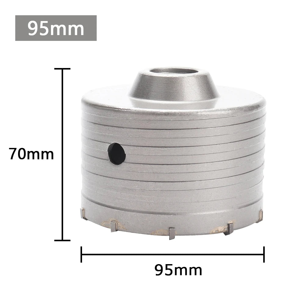 30-100mm Concrete Wall Hole Saw, SDS Plus Shank Impact Drill Bit, Suitable for Drilling Concrete, Brick, Stone and Walls