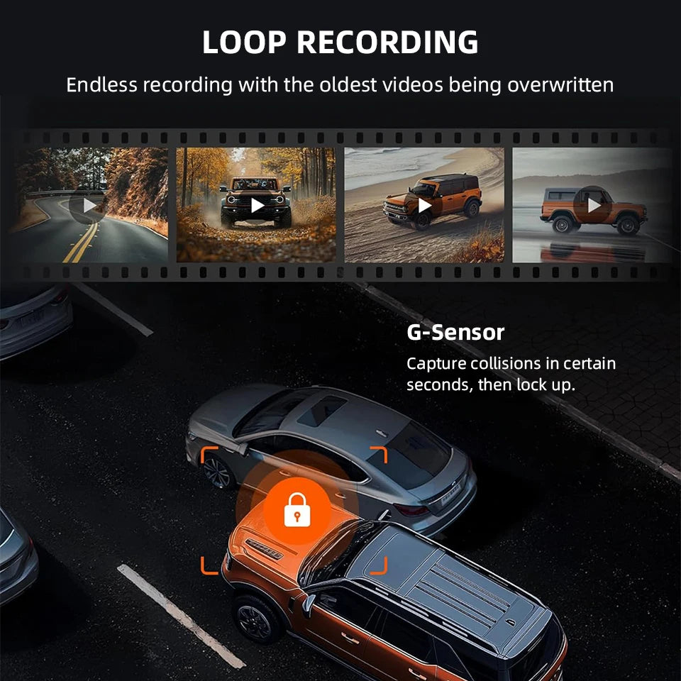 Enregistreur de conduite de rétroviseur 4K Vision nocturne HD Enregistrement en boucle Caméra de tableau de bord Caméra arrière en option Image de recul DVR de voiture