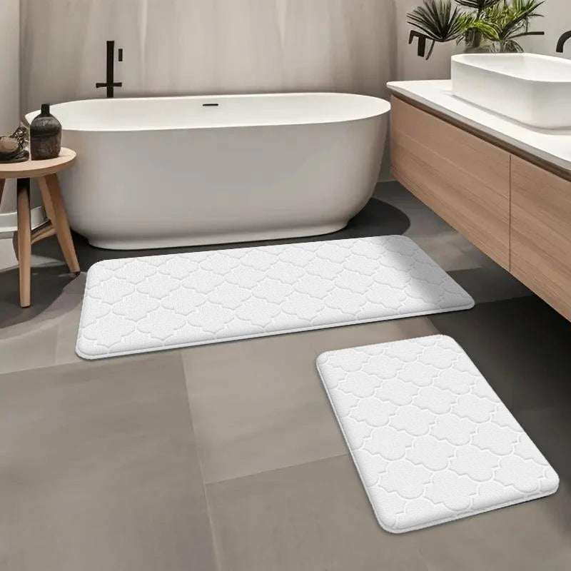 2pcs Long flannel bathroom absorbent mat thick sponge shower room toilet anti-slip mat bathtub mat home entrance mat