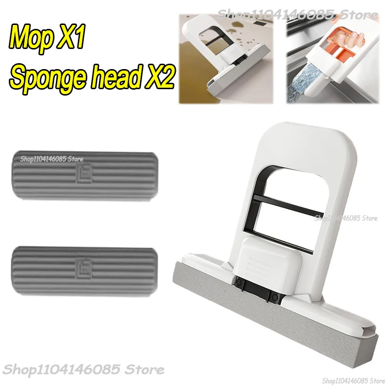 Portable Foldable Wet Dry Mop Quick Cleaning Bathroom Kitchen Mini Sponge Mop Hand-free Wash Mops Mini Portable  Floor Mop