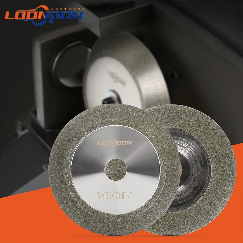 Loonpon Diamond Grinding Wheel Disc 78mm 3inch Diamond Wheel for Sharpening Tungsten Steel Milling Cutter Tool Grinder